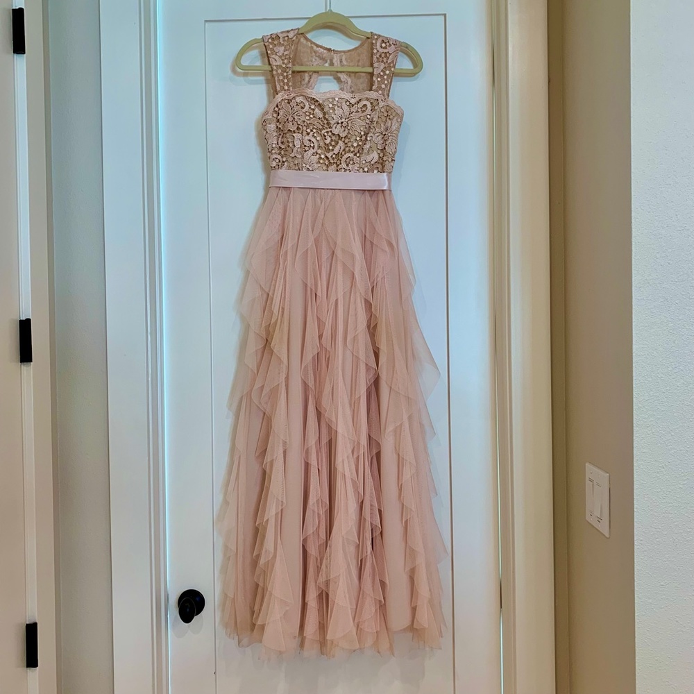 Lace and Tule Pink Prom Dress
